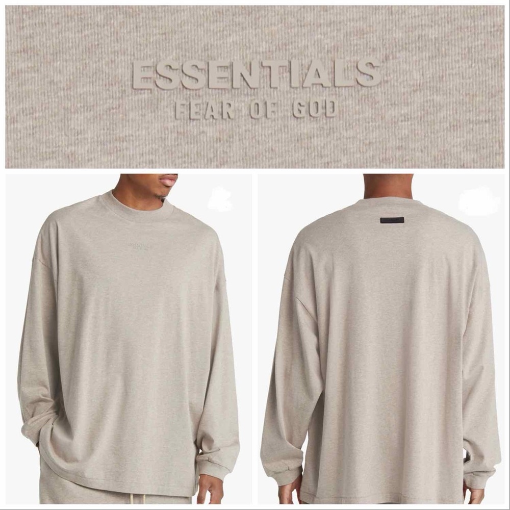 Fear of God ESSENTIALS Crewneck Long Sleeve T-Shirt in Core Heather, Size S, NWT